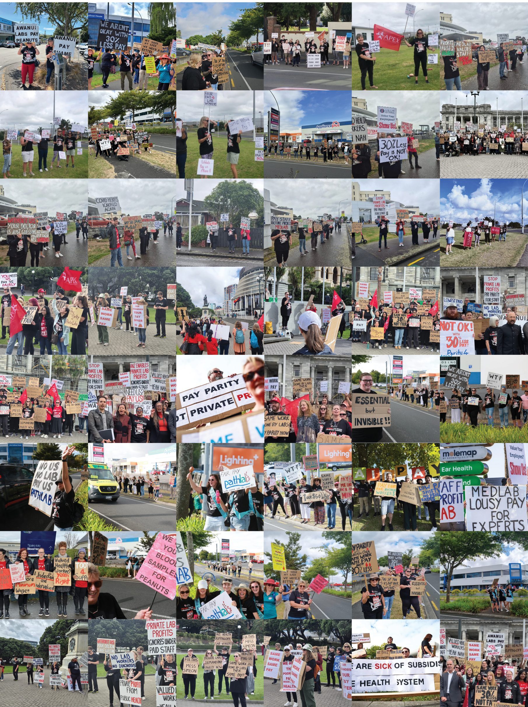 Lab workers picketing 2025 collage scaled e1747259533548